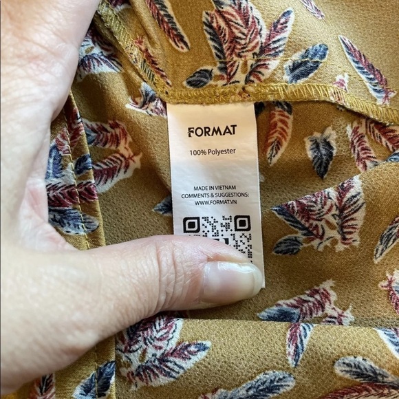 Mustard Yellow Feather Pattern Mock Ditsy Floral Neck Tie Sleeve Blouse Shirt - Picture 8 of 8